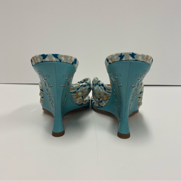 Jimmy Choo Printed Slip On Wedge Sandals in Multicolor Cotton - Picture 7 of 9